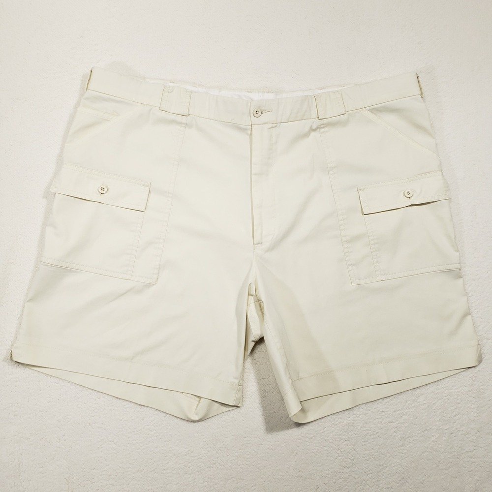 Sportif USA Cargo Shorts Mens 46 Ivory Off‎ White Stretch Utility Hiking Pockets